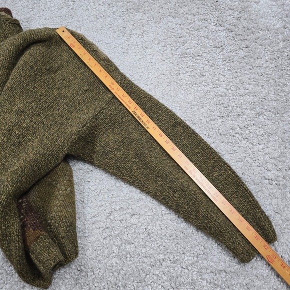 American Eagle Mens L Wool Argyle Sweater Green Brown V Neck Hand Knit Vintage - Picture 10 of 11